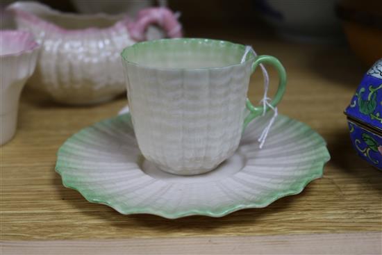 A collection of Belleek porcelain, some First and Second period